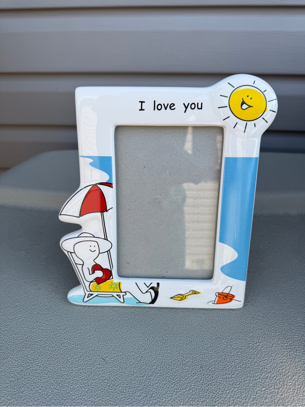 Russ Photo Frame ~ I Love You ~ Beach Theme ~ holds 4x6 photo
